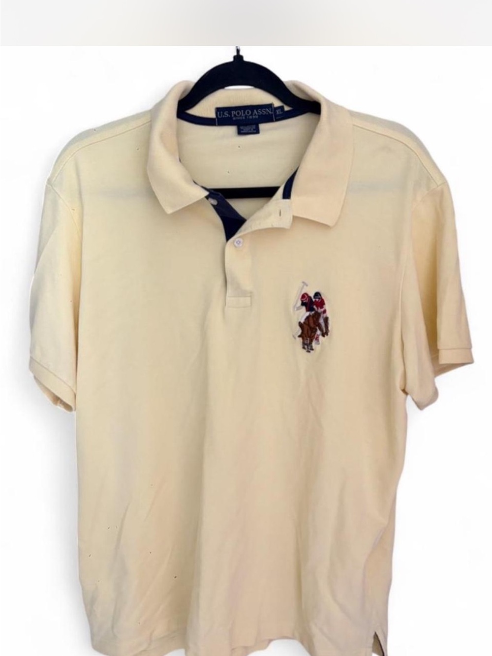 U.S. Polo Assn. Cream Short-Sleeve Polo with Embroidered Polo Player